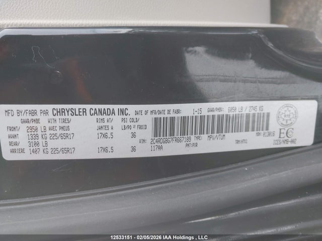 2C4RDGBG7FR667189 Dodge Grand Caravan Se/sxt