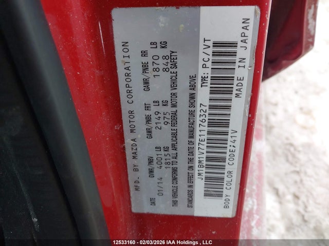 JM1BM1V77E1176327 Mazda MAZDA3