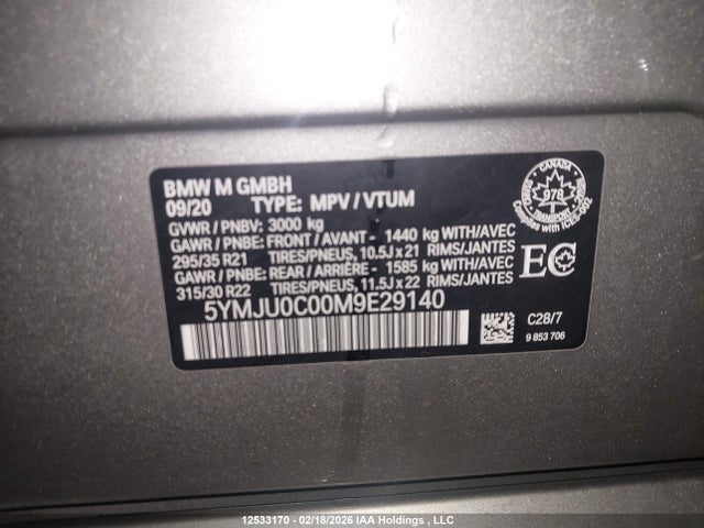 5YMJU0C00M9E29140 BMW X5 M/m Competition