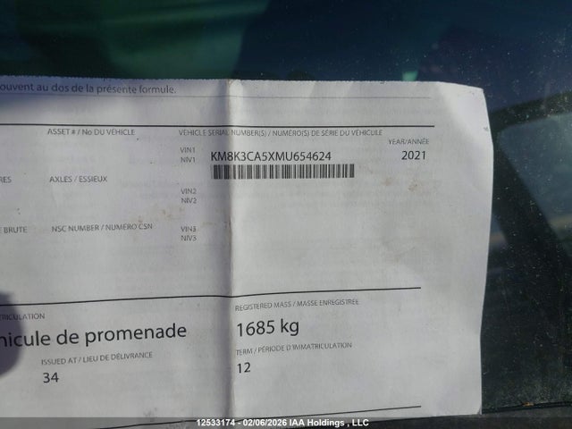 KM8K3CA5XMU654624 Hyundai Kona Limited