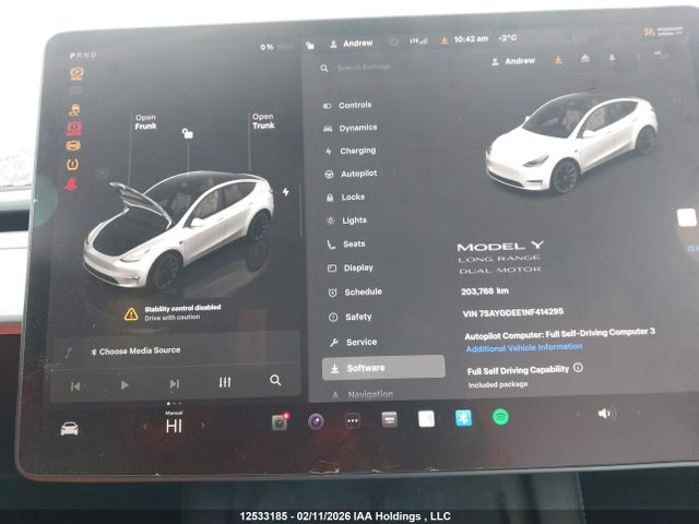 7SAYGDEE1NF414295 Tesla Model Y Long Range