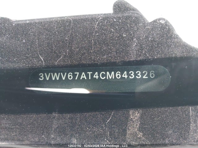 12533192 :رقم المزاد ، 3VWV67AT4CM643326 vin ، 2012 Volkswagen Beetle Turbo مزاد بيع