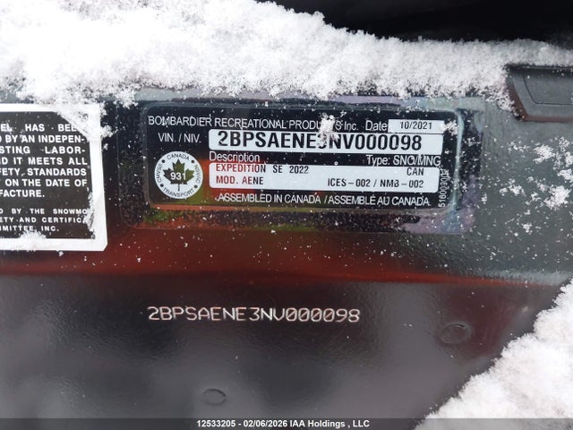 Polaris Skidoo Mxzx8 2022 2BPSAENE3NV000098 Image 9