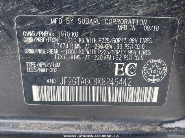 JF2GTAGC8K8246442 Subaru Crosstrek Sport