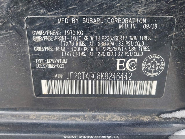 JF2GTAGC8K8246442 Subaru Crosstrek Sport