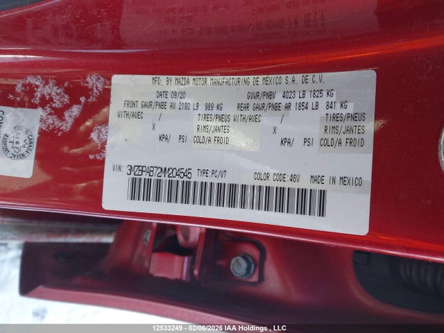 3MZBPAB72MM204545 Mazda Mazda3 Gx