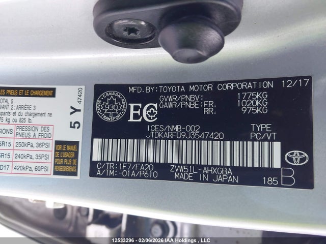 JTDKARFU9J3547420 Toyota Prius Technology