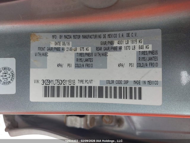 3MZBM1U75GM311518 Mazda Mazda3 G/gx