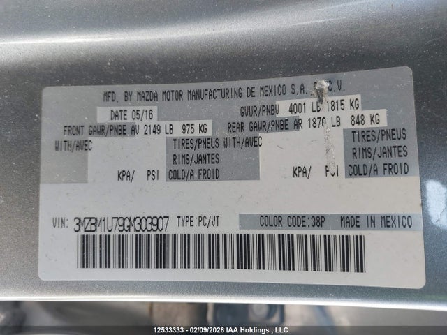 3MZBM1U79GM303907 Mazda MAZDA3