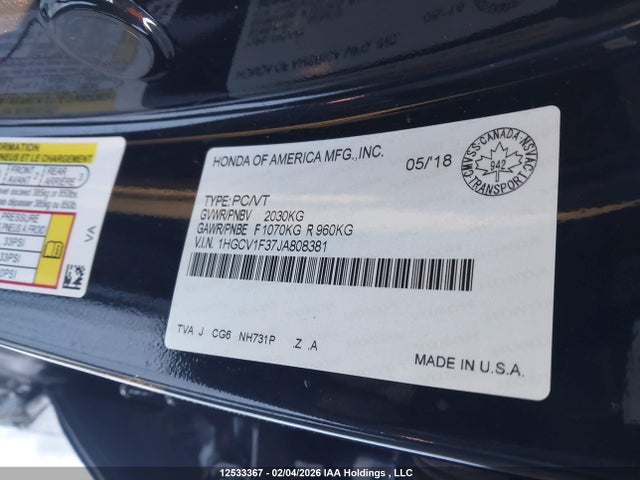1HGCV1F37JA808381 Honda Accord Sport
