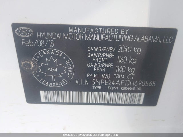 5NPE24AF1JH690565 Hyundai SONATA SE