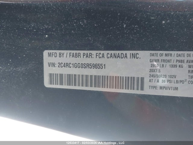 Chrysler Pacifica Limited 2025 2C4RC1GG0SR596551 Image 9