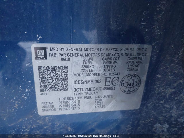 3GTU2MEC4JG466081 GMC Sierra 1500 Sle