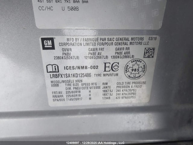 Buick Envision Preferred 2019 LRBFX1SA1KD125486 Image 18