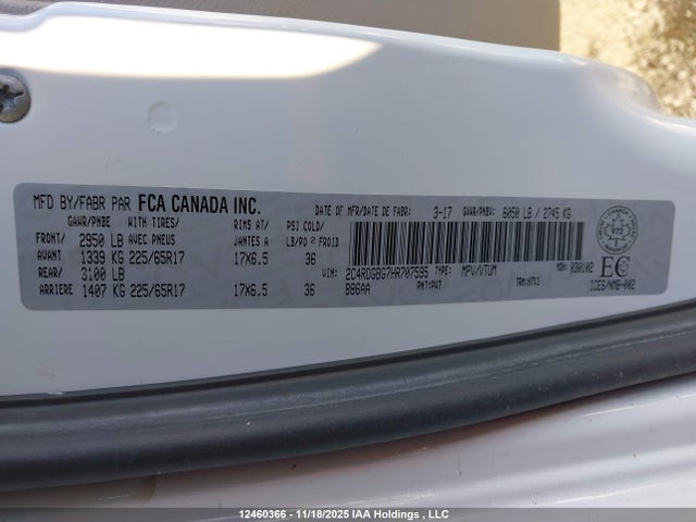 2C4RDGBG7HR707595 Dodge Grand Caravan Cvp/sxt