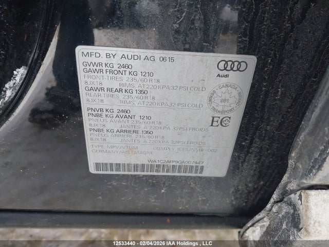 WA1C2AFP9GA007447 Audi Q5 2.0t Komfort