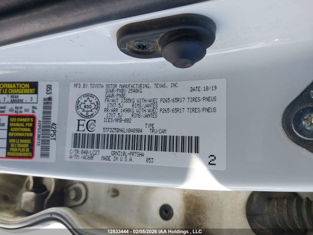 5TFDZ5BN6LX048904 Toyota Tacoma Double Cab/sr5/trd Sport/trd Off Road