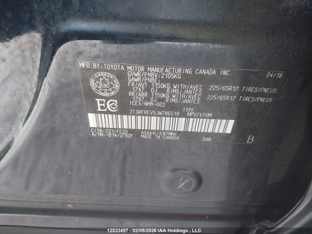 Toyota Rav4 Xle 2018 2T3RFREV5JW786518 Image 9