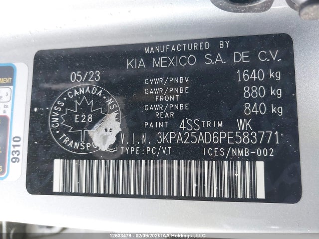3KPA25AD6PE583771 KIA Rio