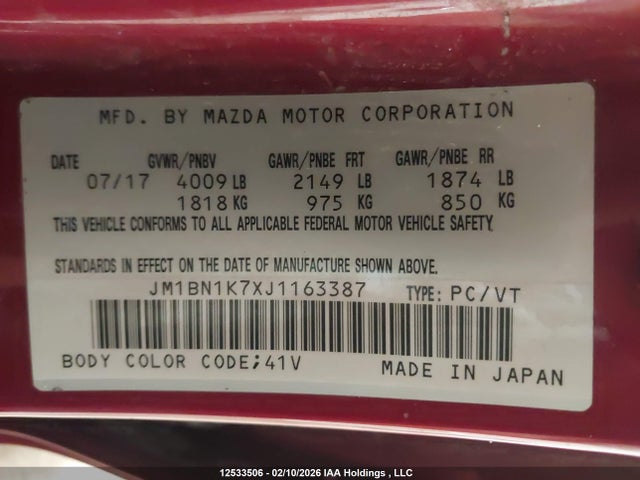 JM1BN1K7XJ1163387 Mazda 3 SPORT