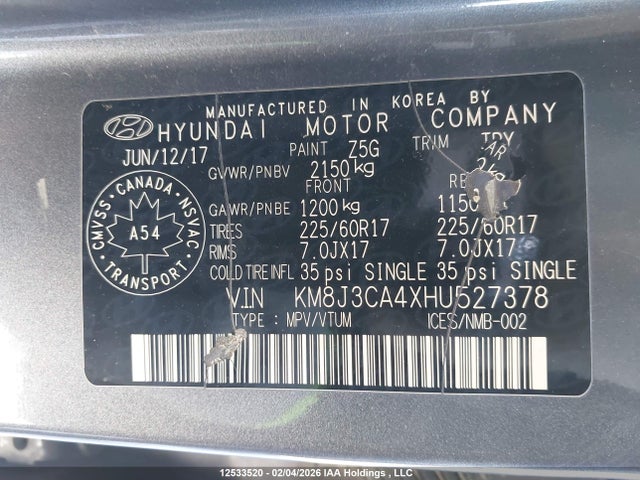 KM8J3CA4XHU527378 Hyundai Tucson Premium