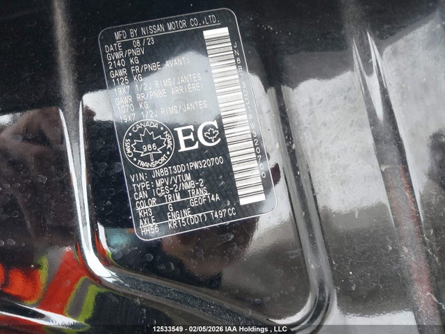 12533549 :رقم المزاد ، JN8BT3DD1PW320700 vin ، 2023 Nissan Rogue Platinum مزاد بيع
