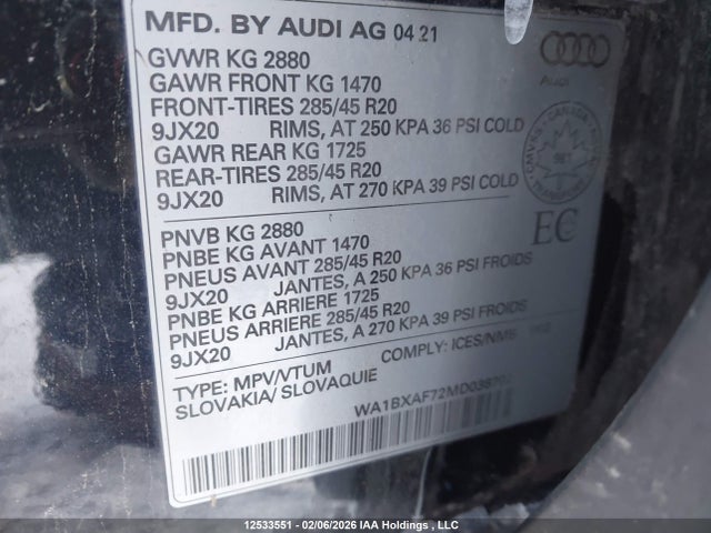 WA1BXAF72MD036702 Audi Q7 55 Komfort