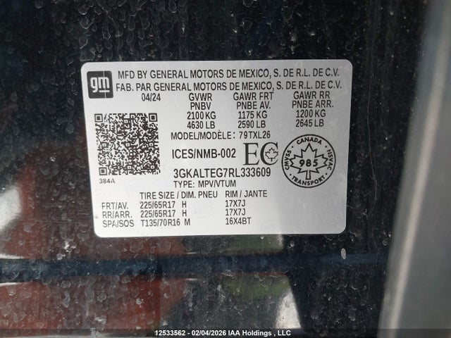 3GKALTEG7RL333609 GMC Terrain Sle