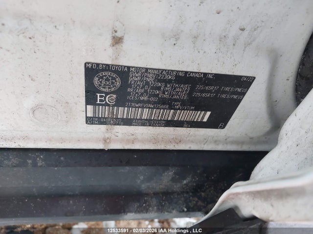 2T3BWRFV5NW135668 Toyota RAV4 LE
