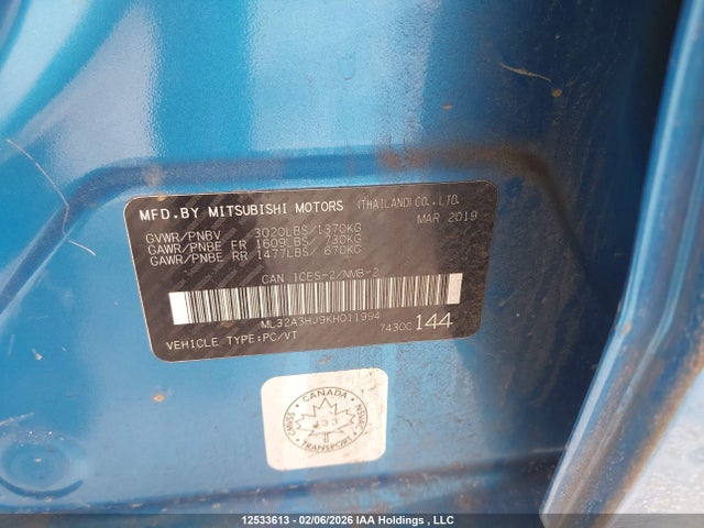 Mitsubishi Mirage Es/es Limited 2019 ML32A3HJ9KH011994 Image 9