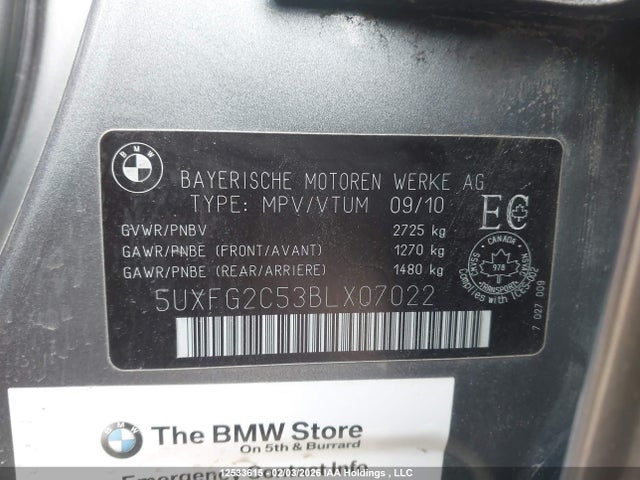 12533615 :رقم المزاد ، 5UXFG2C53BLX07022 vin ، 2011 Bmw X6 Xdrive35i مزاد بيع