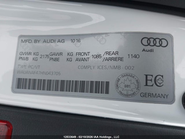 WAUANAF47HN043705 Audi A4 2.0t Komfort