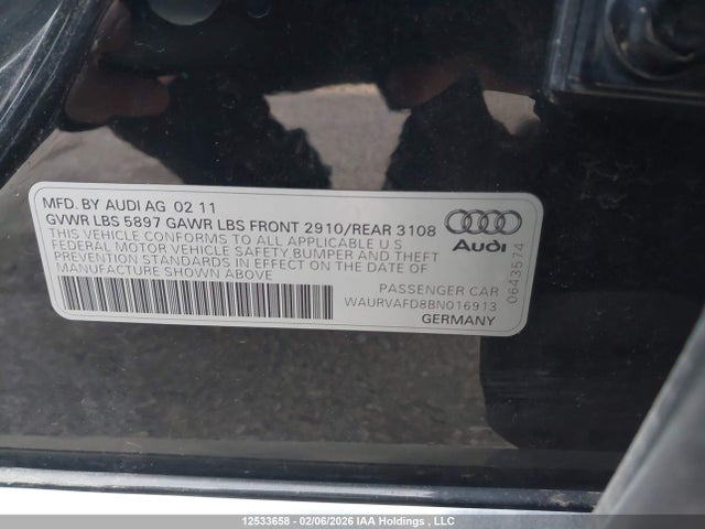 Aukcja sprzedaży 2011 Audi A8 L 4.2, vin: WAURVAFD8BN016913, numer aukcji: 12533658