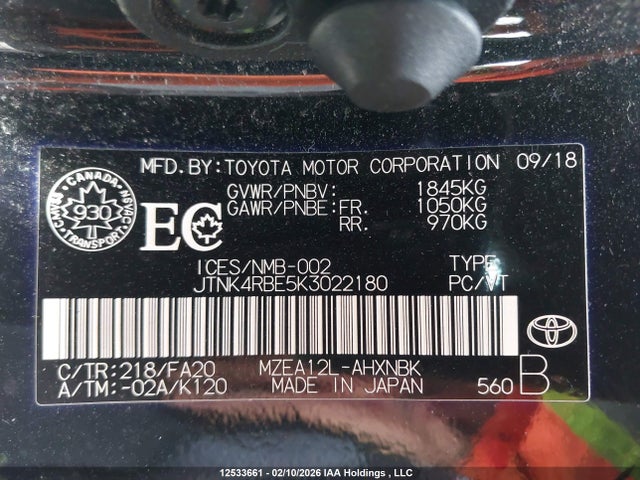 JTNK4RBE5K3022180 Toyota Corolla