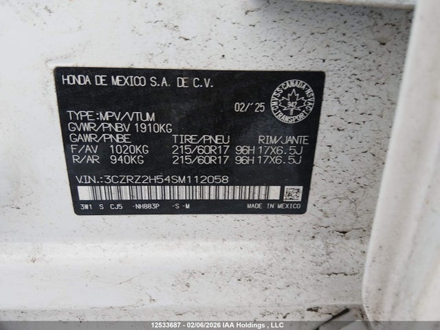 3CZRZ2H54SM112058 Honda HR-V SPORT