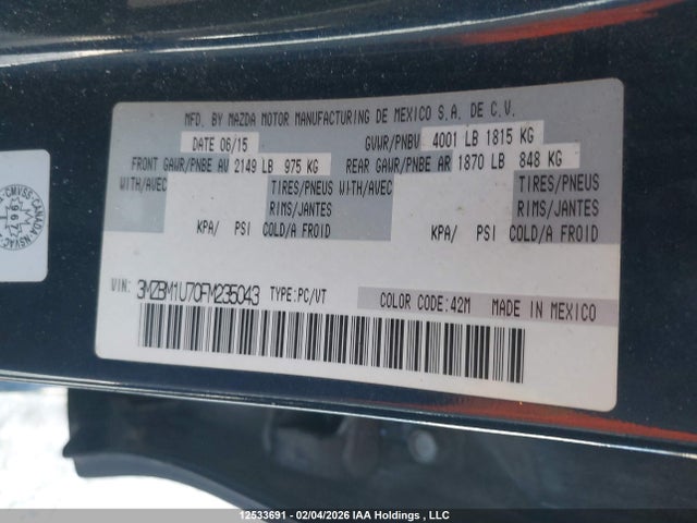 3MZBM1U70FM235043 Mazda 3 SPORT