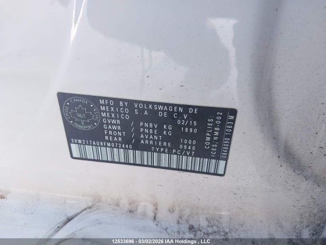 3VW217AU8FM072440 Volkswagen Golf