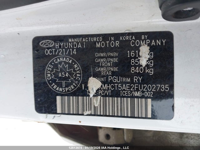 KMHCT5AE2FU202735 Hyundai ACCENT GL