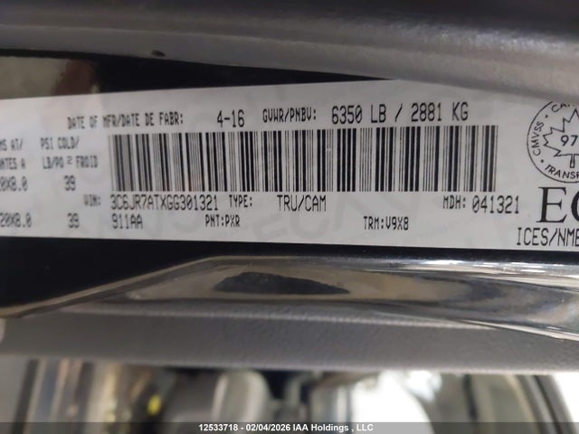 3C6JR7ATXGG301321 RAM 1500 St