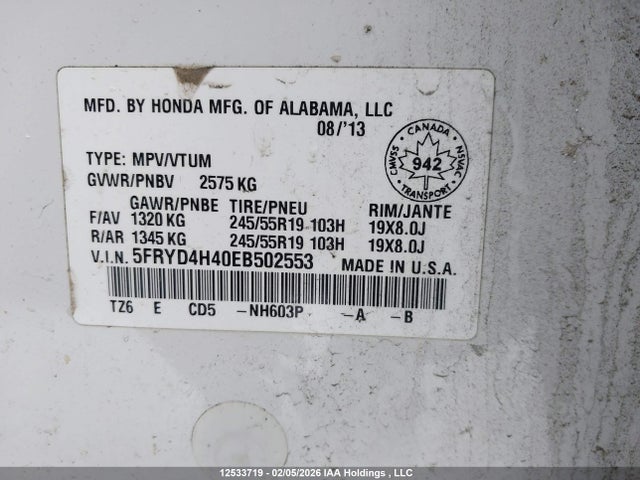 Acura Mdx Navigation Package 2014 5FRYD4H40EB502553 Image 9