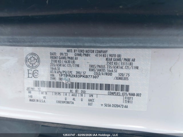 1FTBR2X83PKB77307 Ford Transit T-250