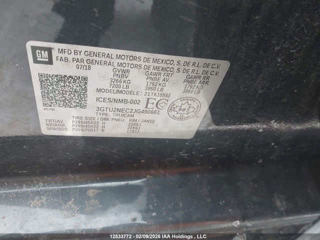 3GTU2NEC2JG490661 GMC Sierra 1500 Slt
