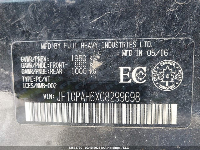 JF1GPAH6XG8299698 Subaru Impreza Premium Plus