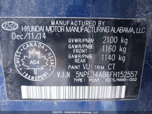 5NPE34AB6FH152557 Hyundai Sonata Sport/limited