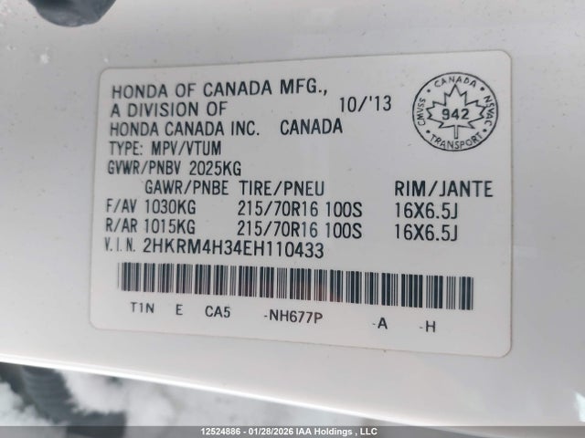 2HKRM4H34EH110433 Honda CR-V LX