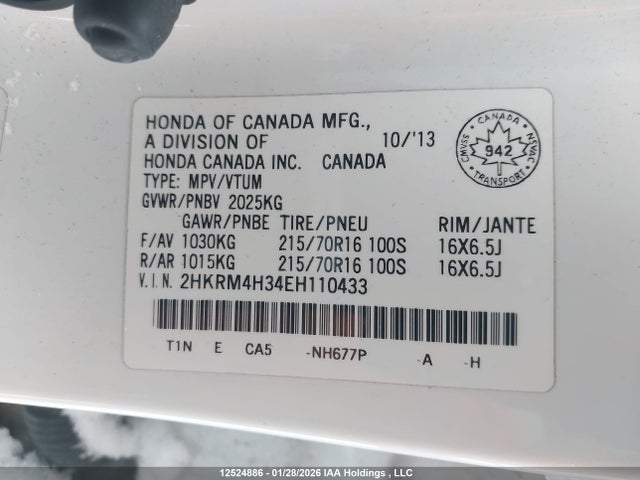 2HKRM4H34EH110433 Honda CR-V LX