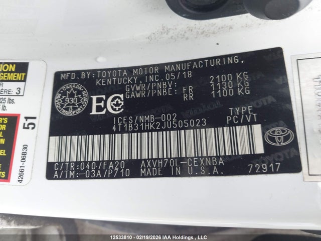 4T1B31HK2JU505023 Toyota Camry
