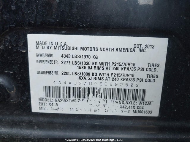 Mitsubishi RVR SE 2014 4A4AJ3AU0EE602503 Image 9