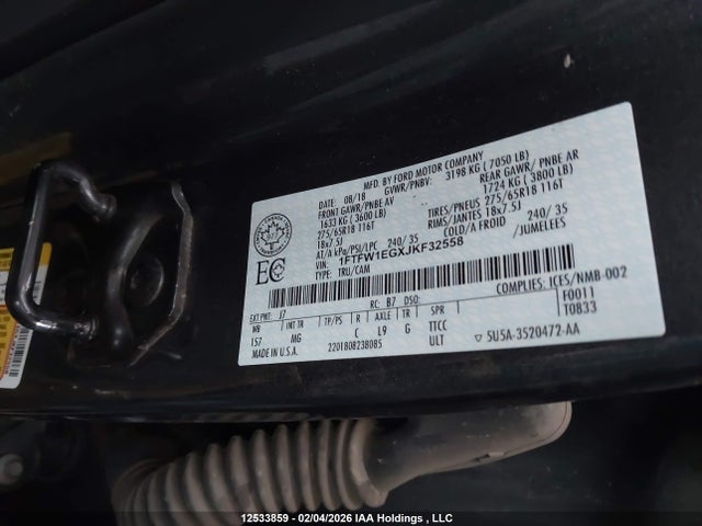 1FTFW1EGXJKF32558 Ford F150 Supercrew