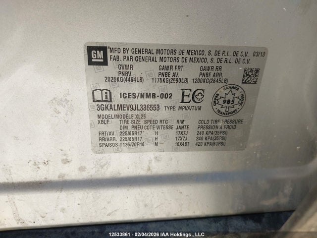 3GKALMEV9JL336553 GMC Terrain Sle